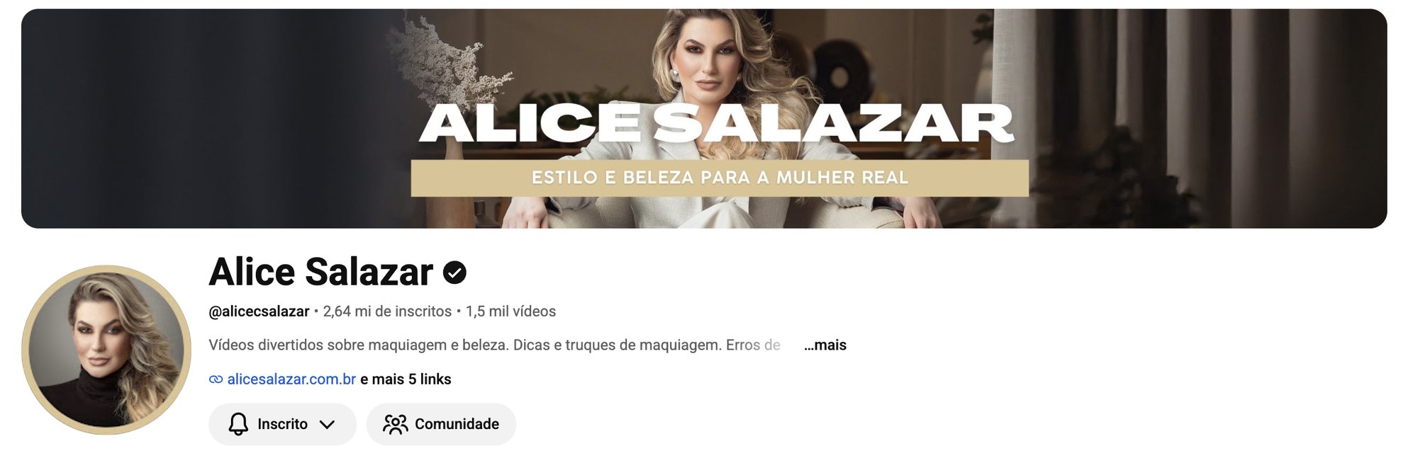 Canal do YouTube de Alice Salazar