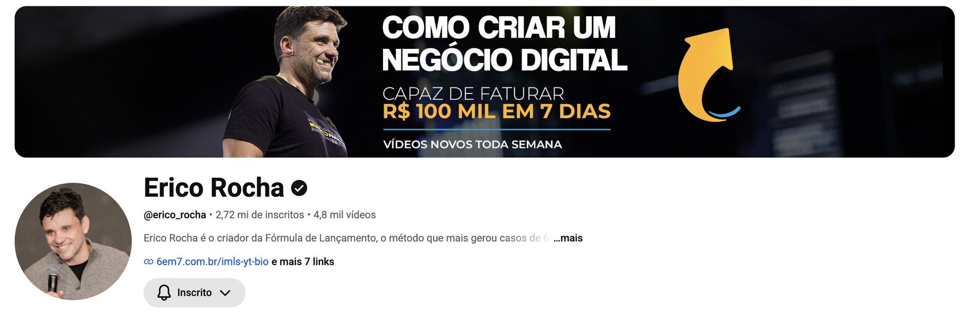 Canal do YouTube de Érico Rocha